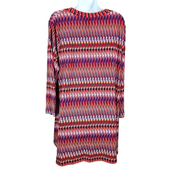 Womens XXL High Low Top Tunic Zig-Zag Multicolor 3/4 Sleeve Comfortable Casual - Picture 2 of 8